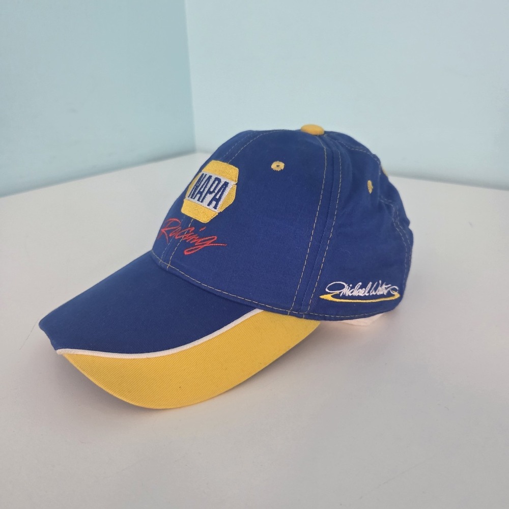 NAPA Racing Michael Waltrip NASCAR Hat Cap Blue Yellow Adjustable MWR